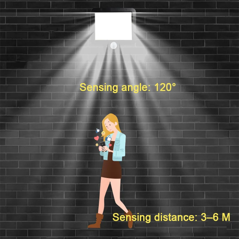 120 COB أضواء الشمسية الحائط سبليت نوع مصابيح حديقة مصباح المرآب تعمل بالطاقة الشمسية محس حركة أضواء مصباح الشارع في حالات الطوارئ