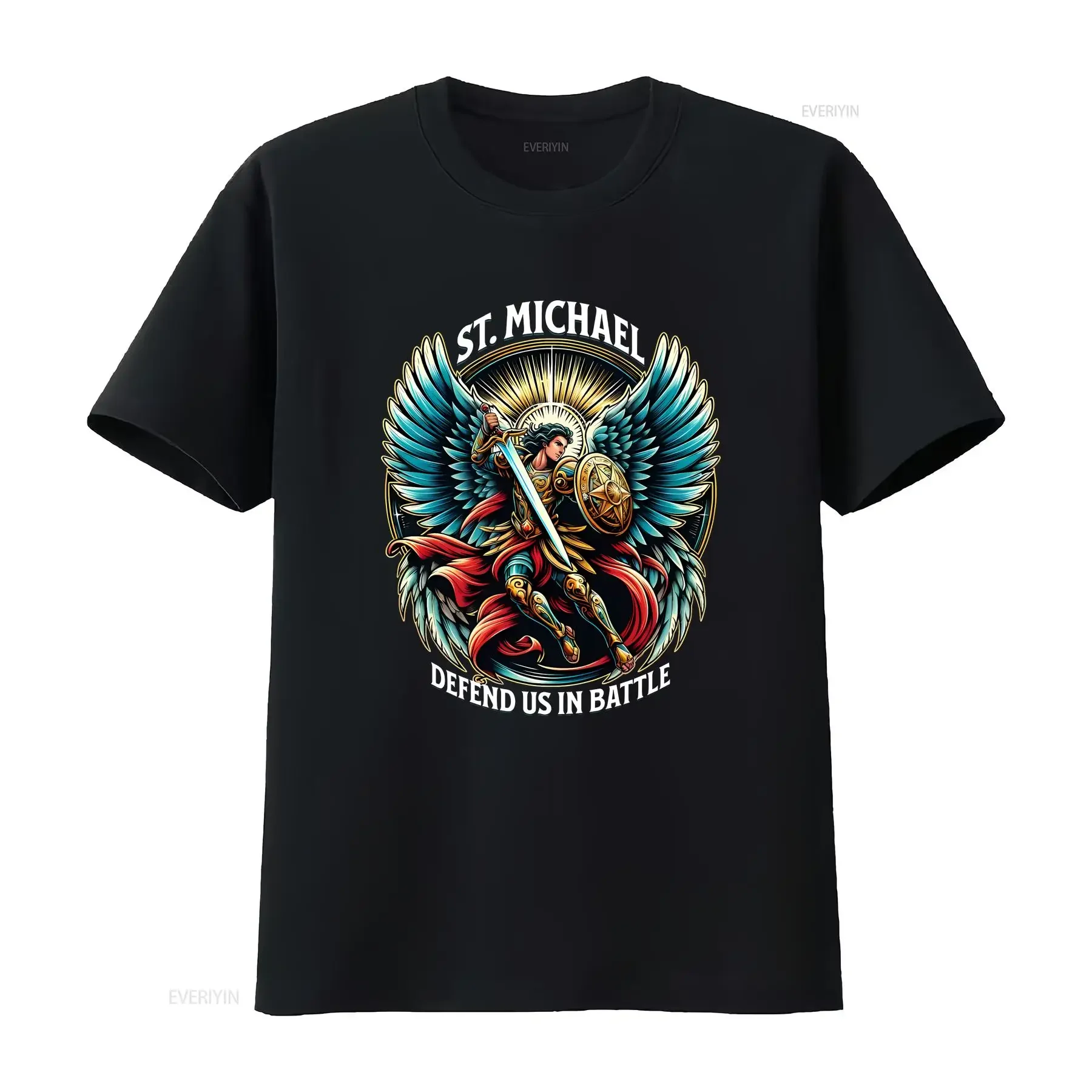 Saint michael defend us in battle shirt st archangel pray for vintage Washed fashion Top For Everyday Wear designer clothes