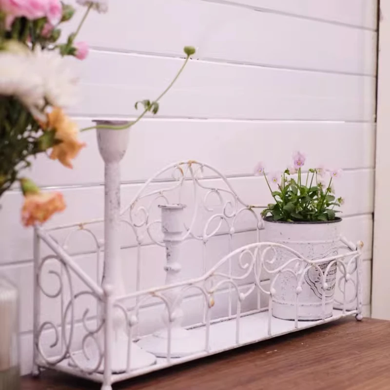 

Wrought iron home decoration wall-mounted garden grocery flower stand wall-mounted bathroom storage rack dressing table