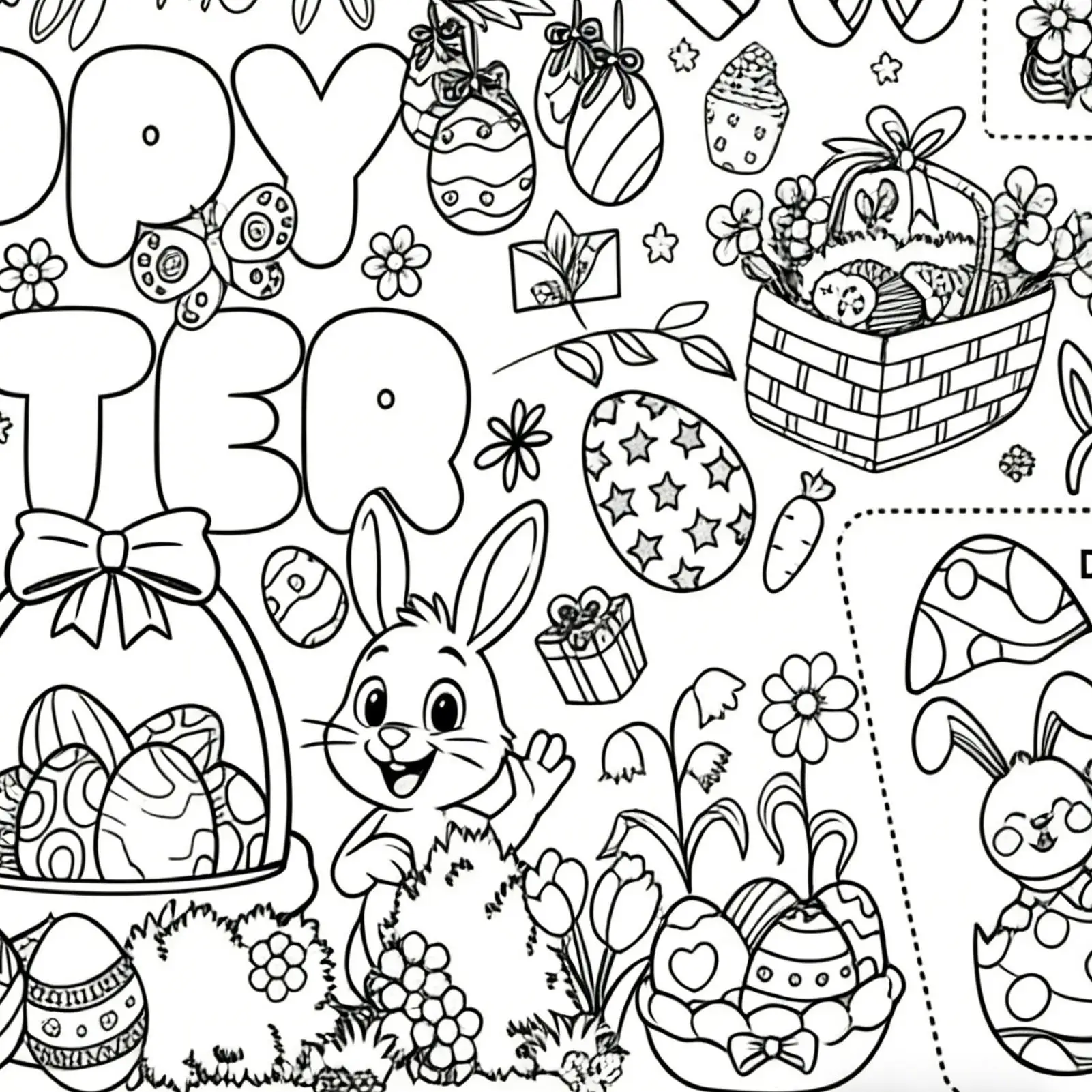 Easter Coloring Page 30 X 72 Inch Large Waterproof Collectibles Coloring Roll Poster For Easter Fall Holiday Family Gathering