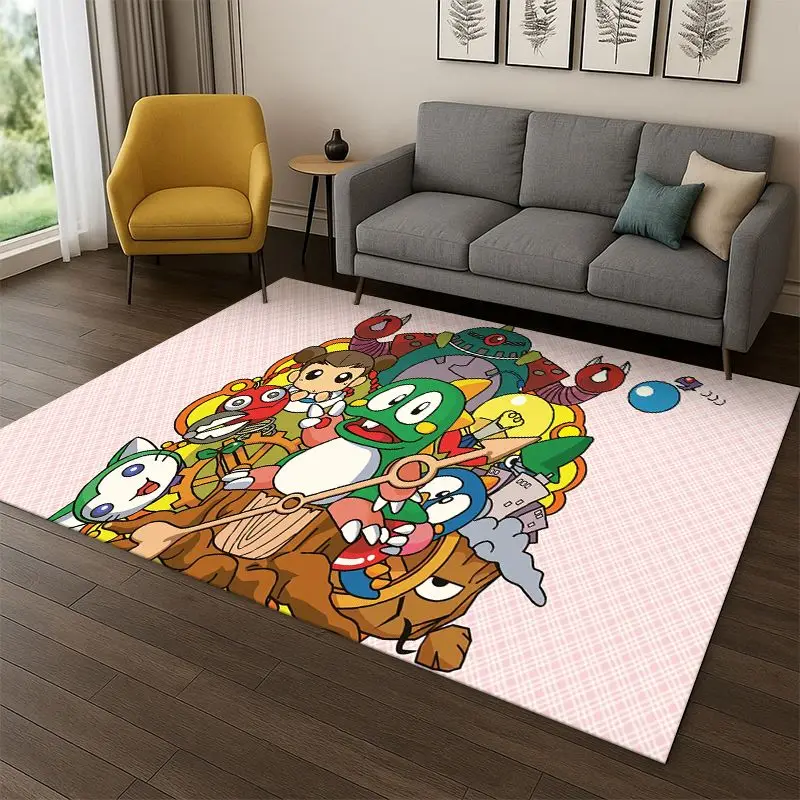 Retro Bubble Bobble Cartoon Game Carpet Rug for Bedroom Living Room Sofa Playroom Doormat Home Decor,Kid Area Rug Non-slip