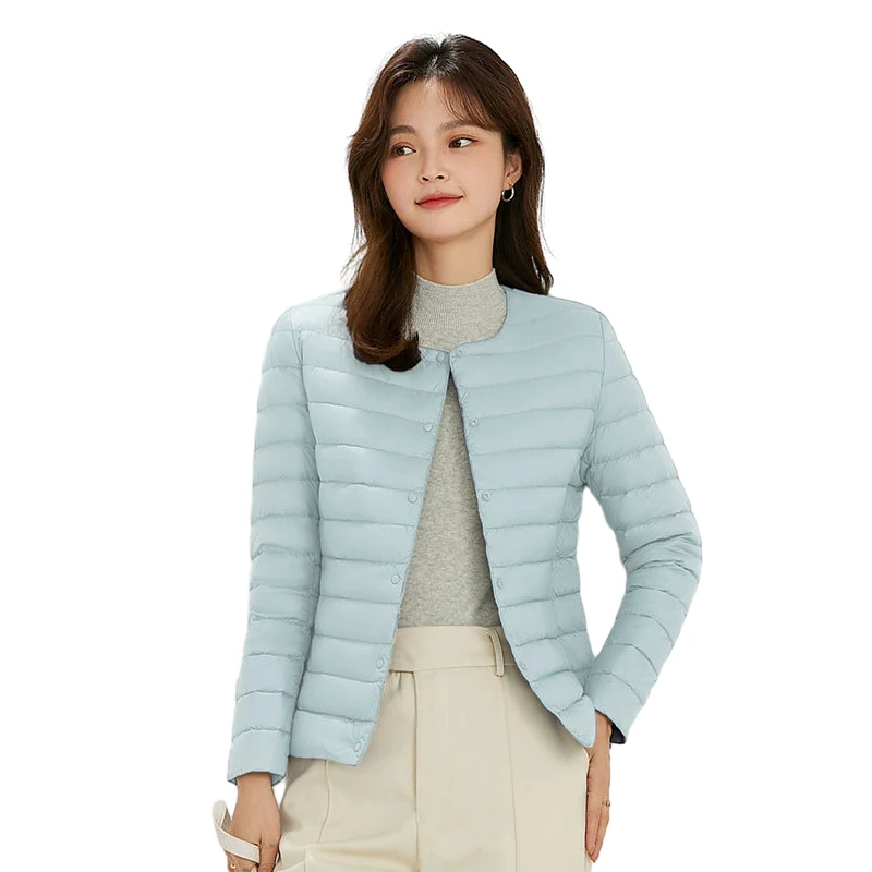 Abrigo ultraligero de otoño e invierno para mujer, chaquetas acolchadas finas de plumón de pato blanco 90, chaqueta de plumón portátil para exteriores para mujer