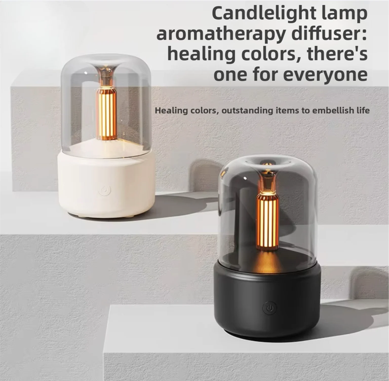 Ultrasonic Aroma Diffuser with Simulated Candle Light Essential Oil Humidifier Home Desktop Air Moisturizer Timer Included