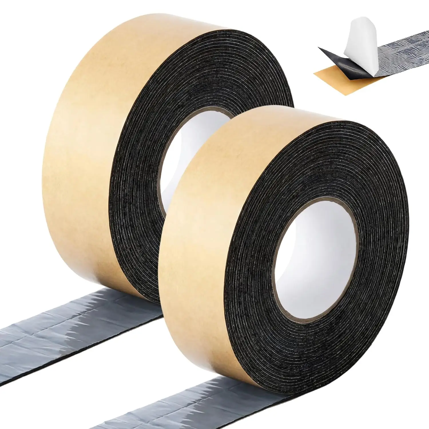 2 Pack 2 Inch X 50 Feet Butyl Sealant Tape Double Sided, Black Butyl Tape Weatherproof Rainproof Vapor Barrier for Concrete