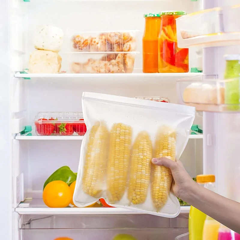 Bolsas de almacenamiento de alimentos de 15 piezas, contenedores de embalaje a prueba de fugas, bolsa Ziplock de mantenimiento fresco, congelador de doble sellado, organizador de almacenamiento seguro