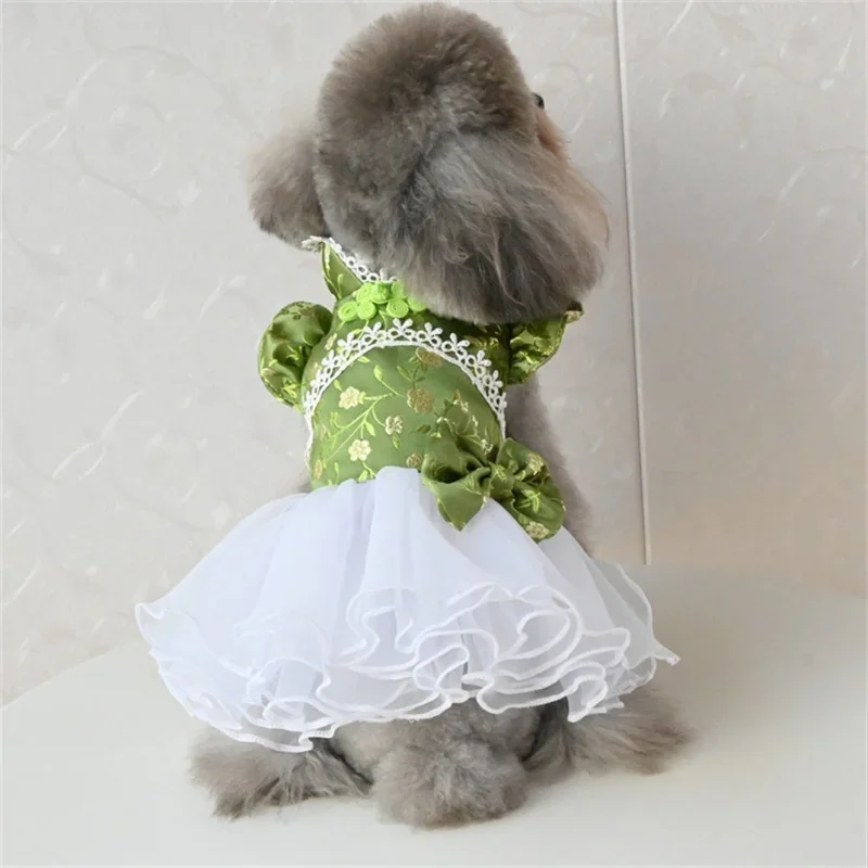 Dog Dresses Chinese Style Dog Clothes Cheongsam Tang Suit Cat Puppy Yorkshire Poodle Pomeranian Shih Tzu Dog Clothing Costume