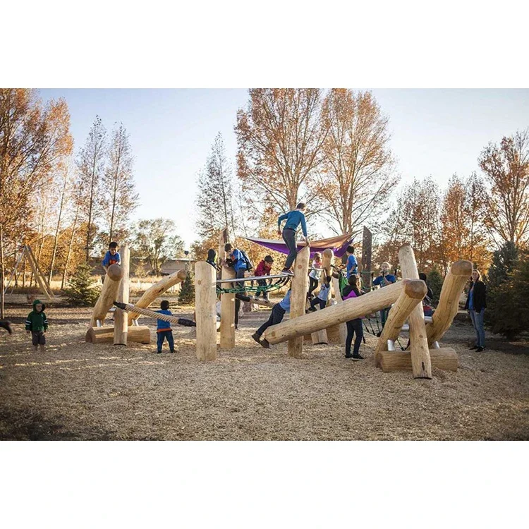 Constructing Wooden Bridge Garden Amusement Park Equipment with Natural Materials