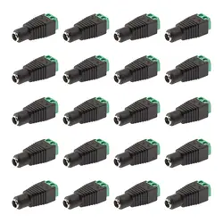 20 piezas conector de alimentación hembra de 12V CC 5,5mm x 2,1mm, 20 x adaptador de barril de enchufe hembra, conector de alimentación CC para luz Led