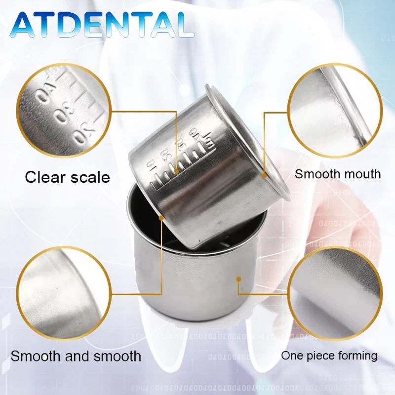 

10pcs Dental Stainless Steel Medicine Cup Small Liquid Measuring Cup 40ml with Scale Reusable Medicine Cup for Makeup Mixing