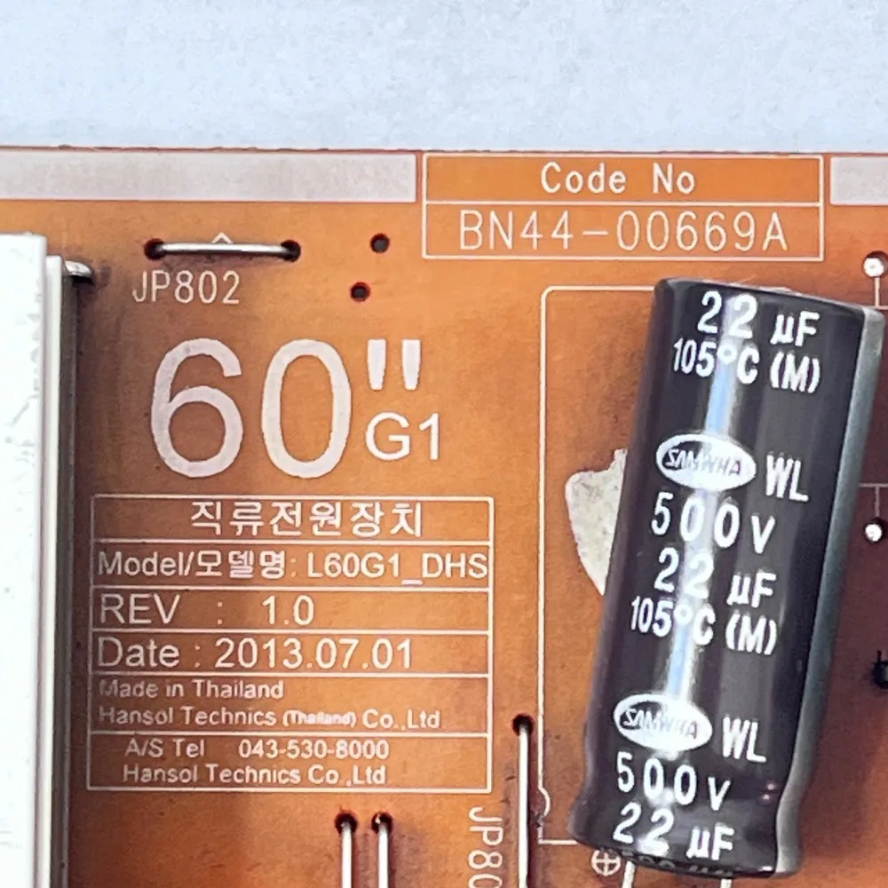 Placa de alimentación de TV Original auténtica BN44-00669A L60G1_DHS funciona normalmente y es para televisores UN60FH6003FXZA UN60FH6200 UN60FH6003 piezas