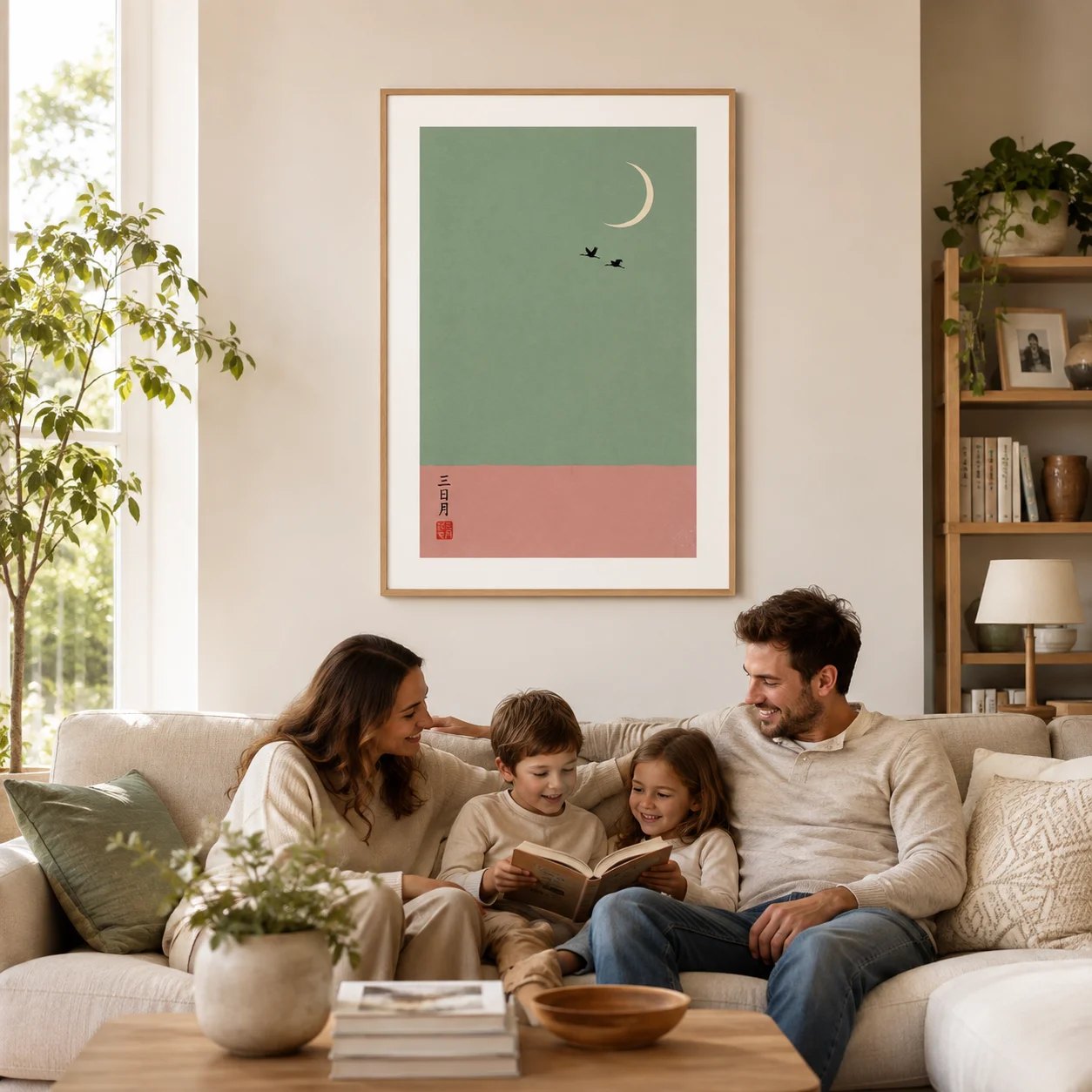 Flight Under The Moon Poster,Canvas Wall Print,Modern Art Illustration,HighGrade Home Decoration Artwork for Bedroom,Living Room