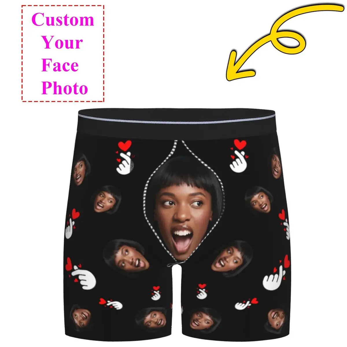 Custom Face Photo Boxers Shorts Men's For Husband Valentine's Birthday Gifts Personalized Briefs Underwear Fashion Underpants