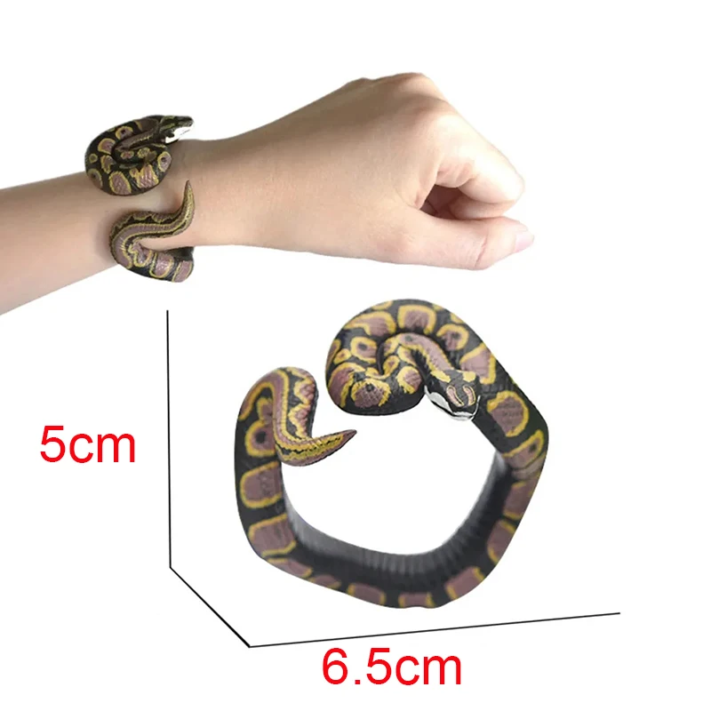 Tricky Spoof Simulation Snake Toy Snake Bracelet Simulation Animal Model Realistic Appearance Portable Suitable For Halloween