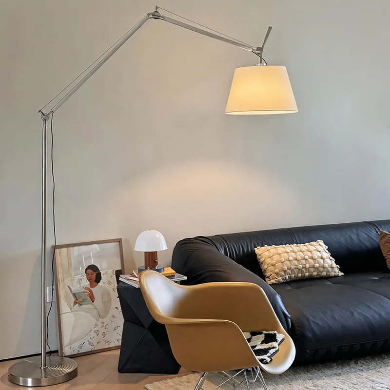 Adjustable Mechanical Arm Floor Lamp with Folding Long Pole for Italian Vintage Style Living Room Sofa Bedroom Bedside