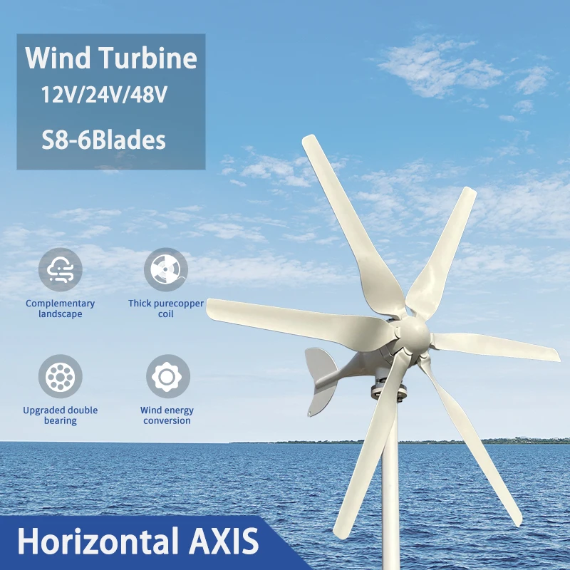 6000W 5 Blades 8000W 6Blades Free Energy Wind Energy HIGH Efficient 12V 24V 48V Wind Turbine Generator With Controller