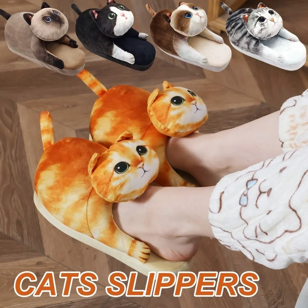 

British Shorthair EVA Cat Hugging Slippers Soft Thick Sole Plush Kitty Slippers Creative Animal Winter Fluffy Slides Indoor