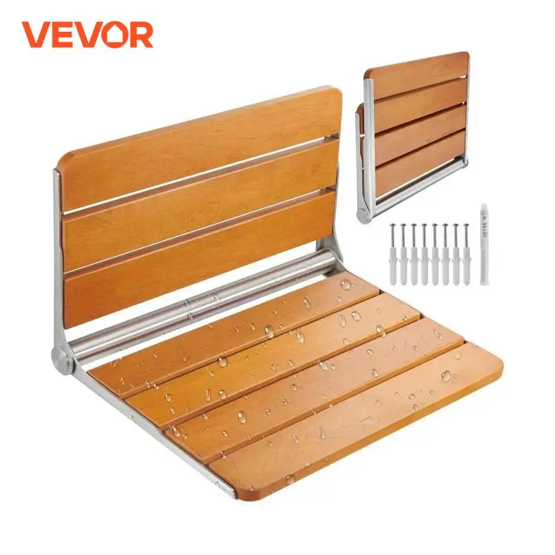 VEVOR Folding Shower Seat Wall Mounted Fold Up Shower Bench   Space Saving Home Care Fold Down Shower Chair for Pregnant Women