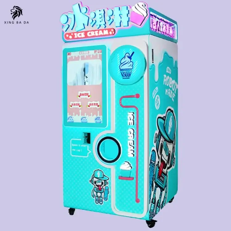 Fully Automatic Ice Cream Vending Machine Self Service Soft Serve Frozen Yogurt Dispenser