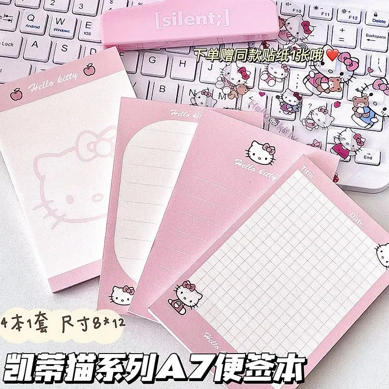 2024 New Cartoon Hello Kitty A7 Memorandum Notepad Kawaii Girl\'s Heart Practical Student Message Book Mini Portable Pocket Book