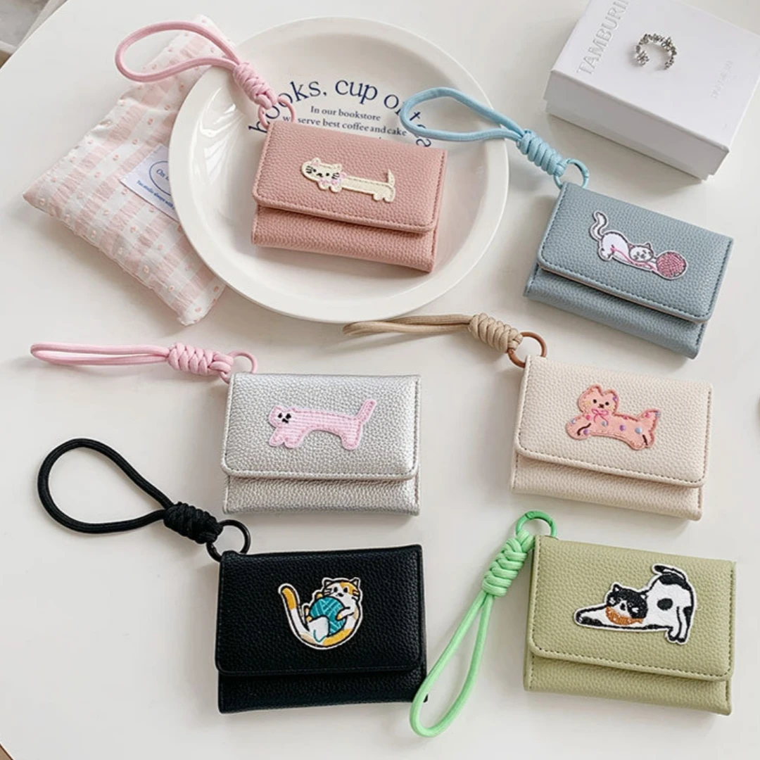 Wrist Strap Wallet For Women Cute Cute Trifold Wallet Embroidery Wallet Stylish Ladies Trifold Purse For Night Out Errands