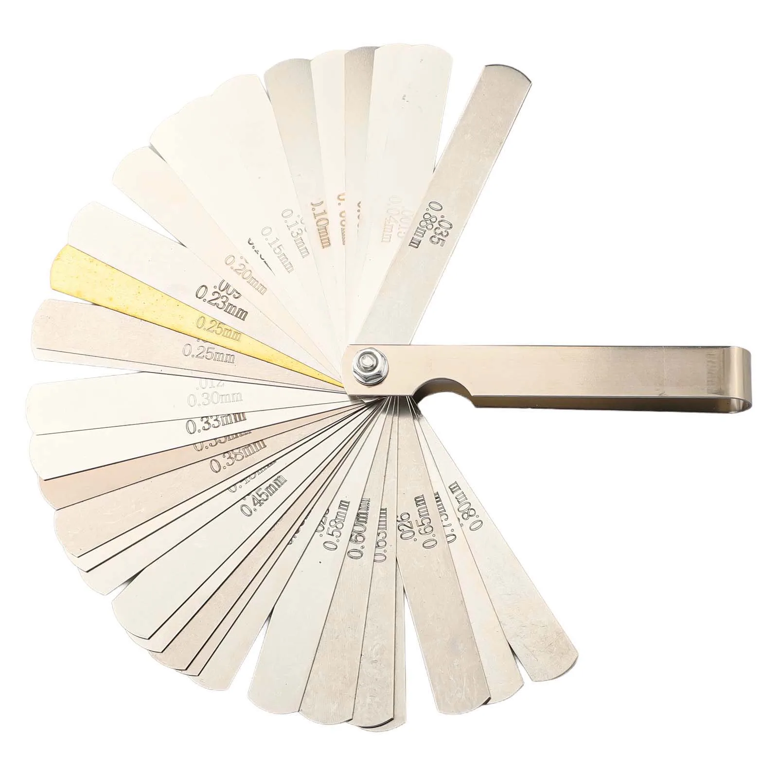 Feeler Gage Set 32 Brass Blades Measure Range 0 02 1 00mm Thumb Notch Blade Protector for Hard to Reach Places