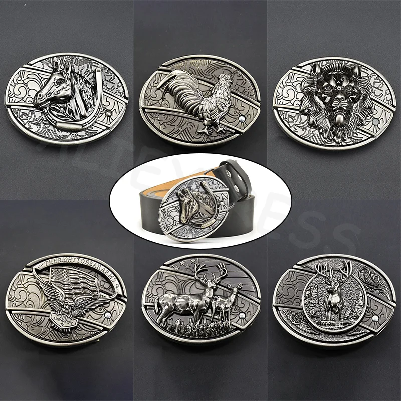 للرجال محفورة الحيوان حزام الخصر المألوف الجدة ملحق خمر الشرير قبعات رعاة البقر الغربية مشبك حزام معدني #5