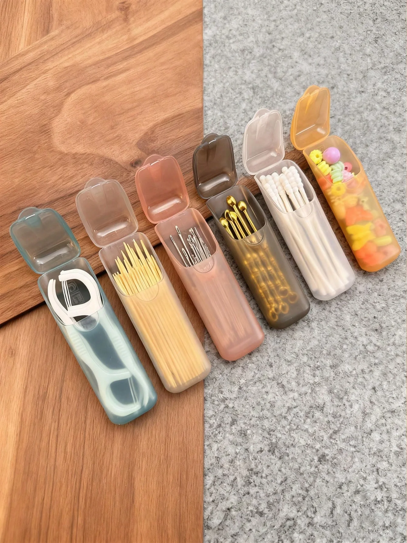 4Pcs Portable Toothpick & Floss Case Leak-Proof Travel Pill Organizer with Transparent Lid, Lightweight EDC Storage for Dental C