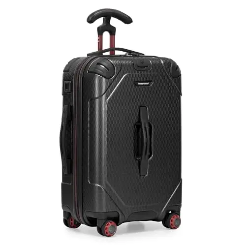 

Traveler's Choice Maxporter II Polycarbonate Hardside Trunk with Spinner Wheels, Black, 22-Inch Carry-on Luggage