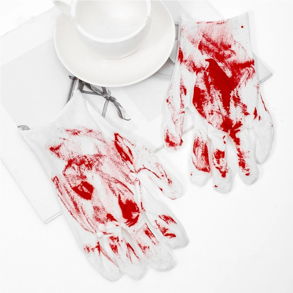 

Halloween Cosplay Bloodstain Printed Gloves Ghost Festival Role-playing Decoration Bloodstained Gloves Happy Halloween Party