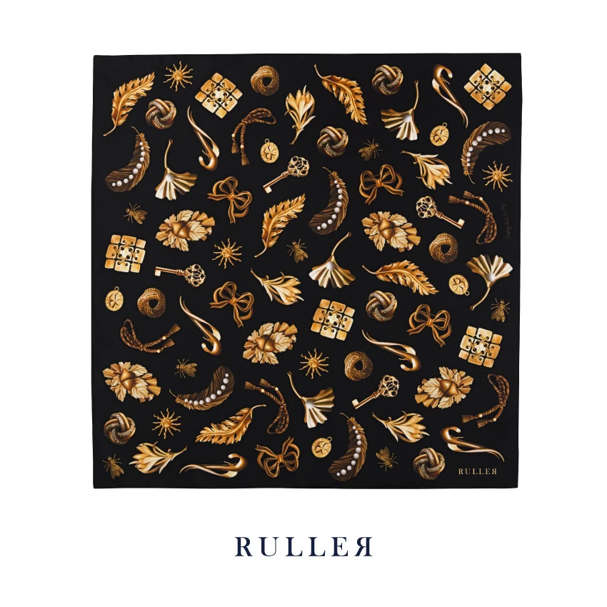 

Ruller Vintage Silk Scarf Hand-Painted Original Design Gift Small Square Retro Silk Scarf Unisex Spring Autumn Summer Winter