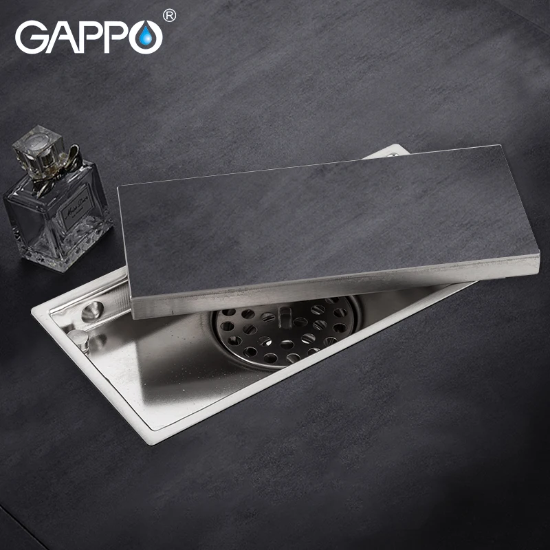 Gappo Stainless Steel Drains Recgangle Linear Waste Drainer Bathroom Floor Drain Anti-odor For Bathroom Shower Y85528