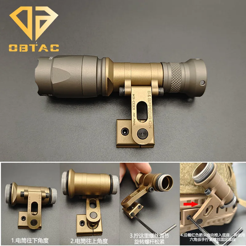 Sotac SS MAX Helmet Mount for SF M300 M600 Flashlight Base Scout Light KIJI K1 IR Illuminator fits OPS-CORE Helmet Accessories