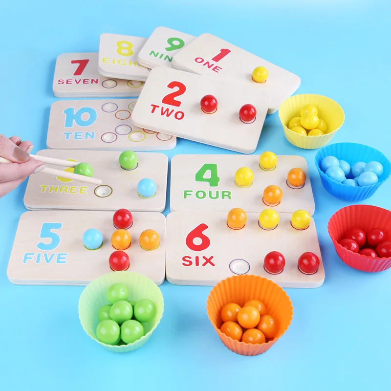 NEW  Toddler Montessori Education Learning Toys Wooden Clip Beads Math Counting Number Sorting Matching Game Puzzle Toys