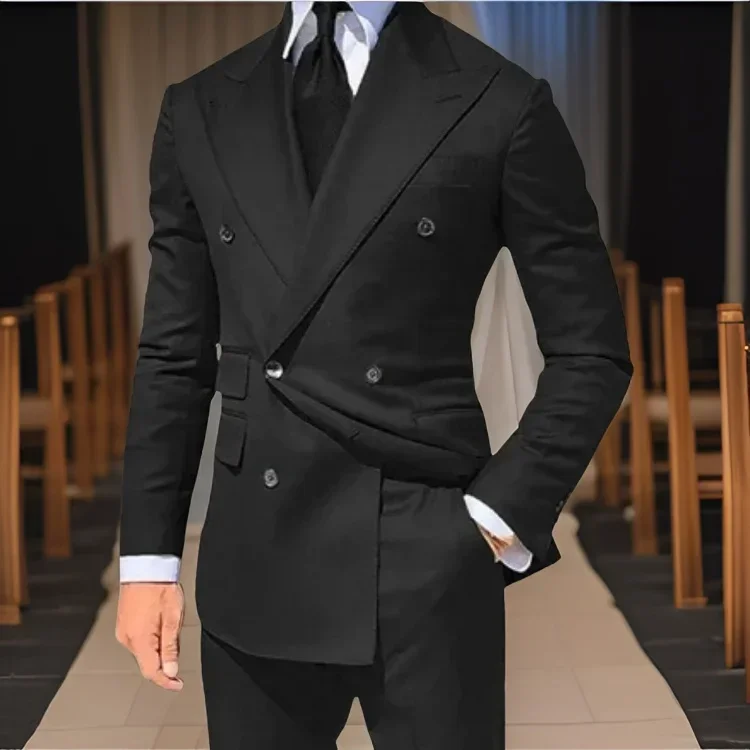 Double Breasted Tuxedo Suits For Men Wedding Gentlemen's Prom Dancing Blazer Green Jacket With Pants 2 Pcs For Business