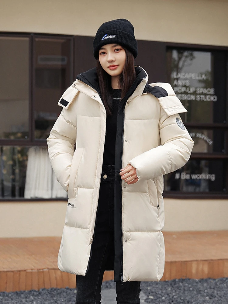 

Winter Coat Women's Casual Warm Versatile Fashion Hooded Solid Pocket Drawstring Loose Jacket Coat Women Winter Jacket for Women