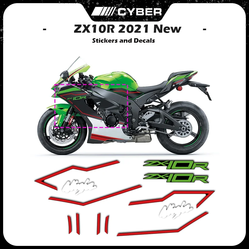 Do motocykli Kawasaki ZX10R 2021 2022 2023 2024 Pełny zestaw naklejek na owiewki OEM Wersja repliki Naklejka ZX-10R