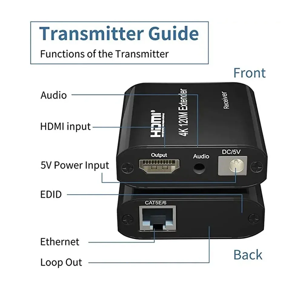 Extender HDMI RJ45 4K HDMI extender cat5 60M 120M HDMI extender audio Kit over ethernet cat6/5e for PS4 apple TV PC laptop HDTV