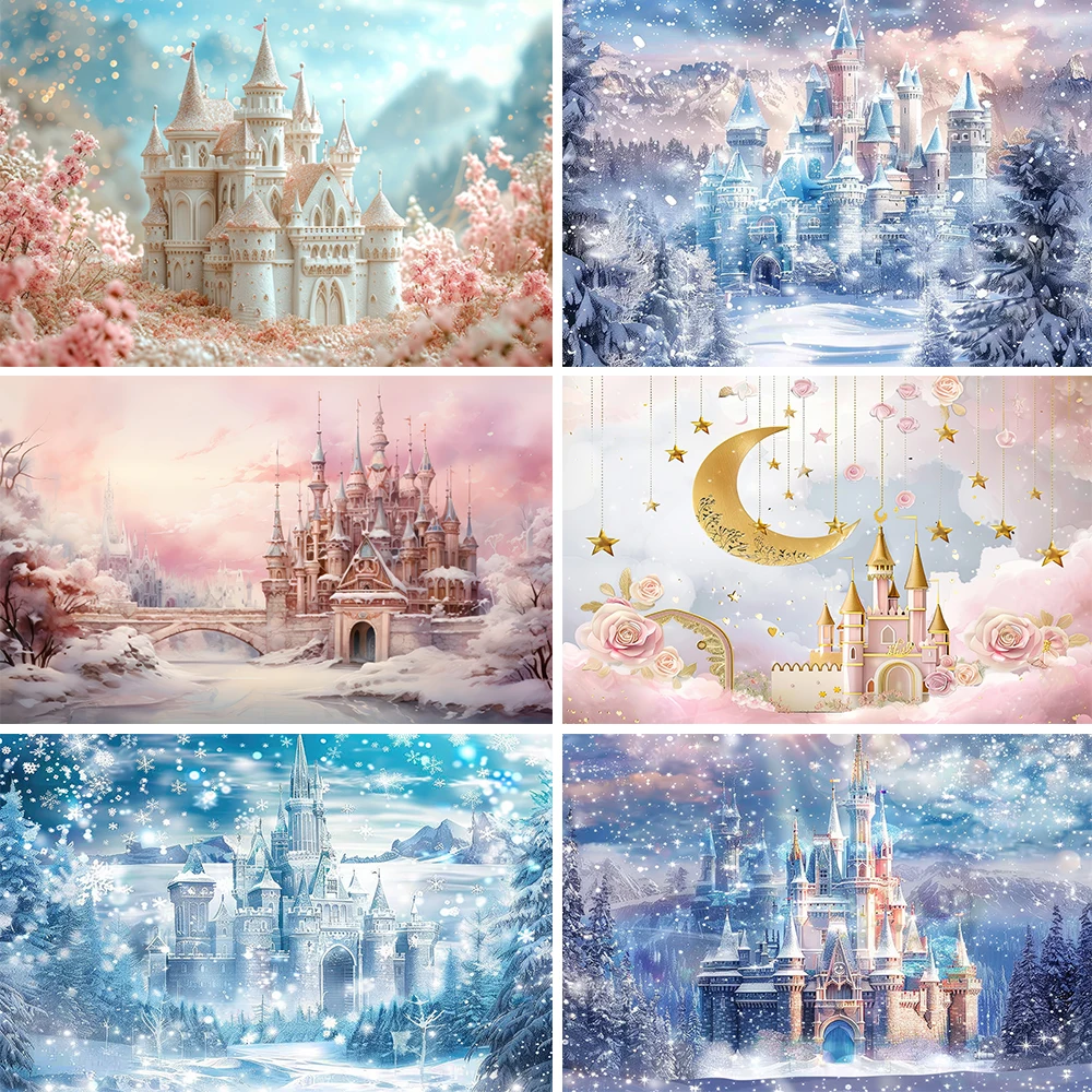 

Snow Castle Background Ice and Snow World Winter Wonderland Party Decoration Supplies Snow Happy Birthday Photography Background