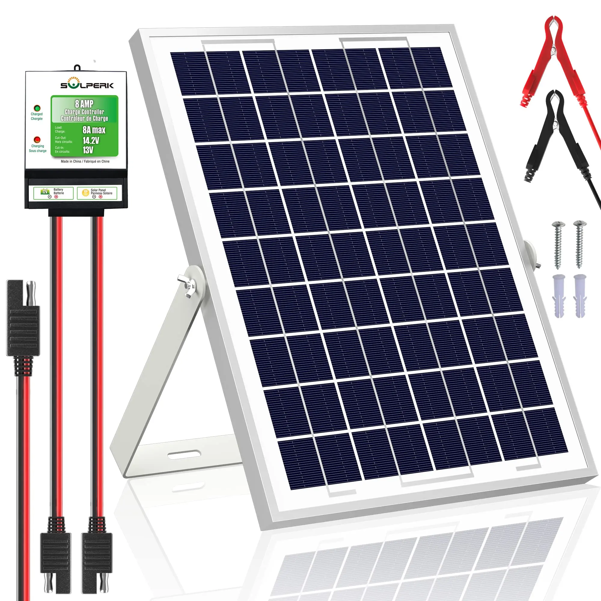 

20W Solar Panel 12V Solar Panel Charger Kit8A Controller Suitable Motorcycle Boat ATV Marine RV Trailer Various 12V Batteries