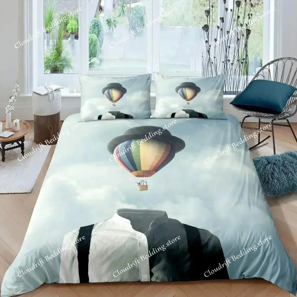 Hot Air Balloon Duvet Cover Set Romantic Balloon Bedding Set Extreme Sports Games Comforter Cover Romantic Trip Twin Quilt Cover