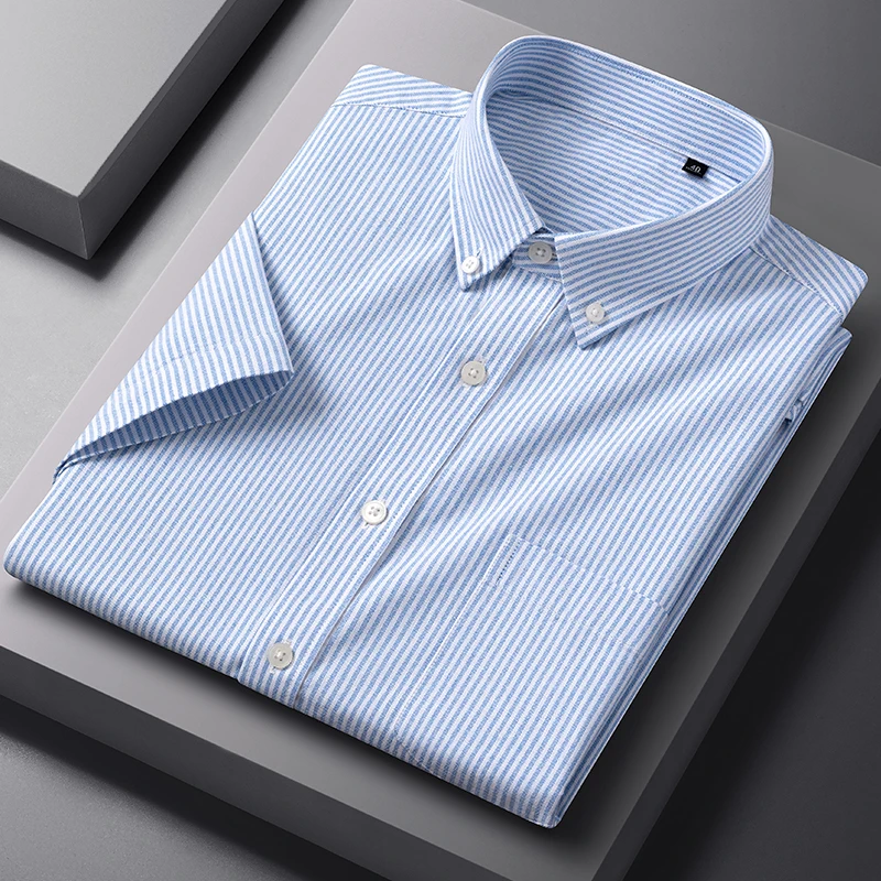 

Men's short-sleeved oxford-cotton pure-cotton shirt, casual and versatile, simple men's clothing, fashionable and street-style.