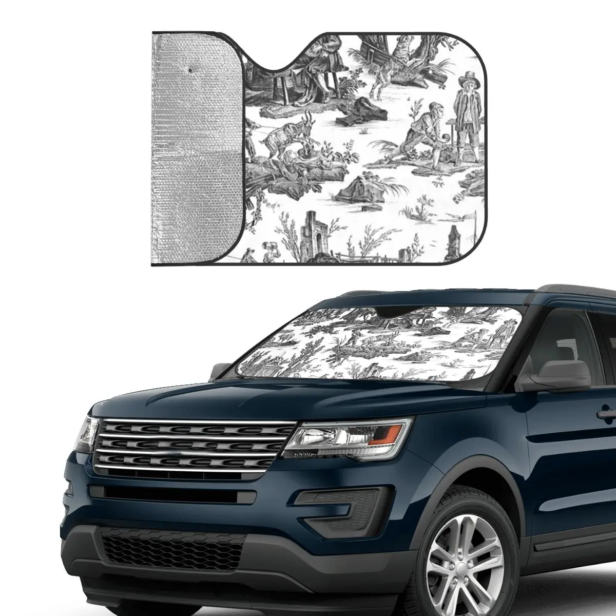 

Винтажный французский мотив Toile De Jouy, солнцезащитный козырек, лобовое стекло автомобиля, переднее лобовое стекло, солнцезащитный козырек, аксессуары, чехлы