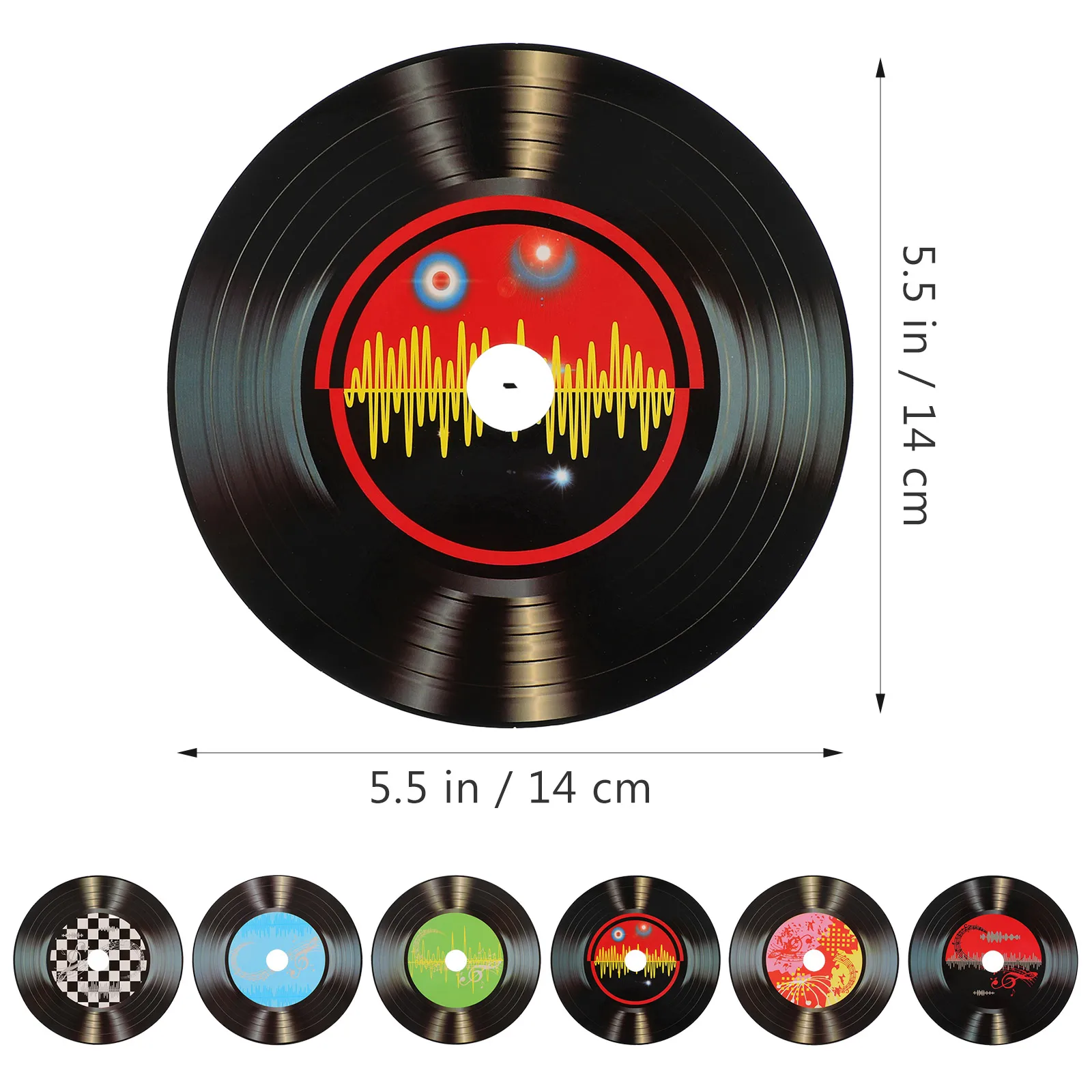 12Pcs Retro Vinyl Record Decoration Wall Stickers Paper Records Home Decor Music naments Fake Discs Art Black White Colorful