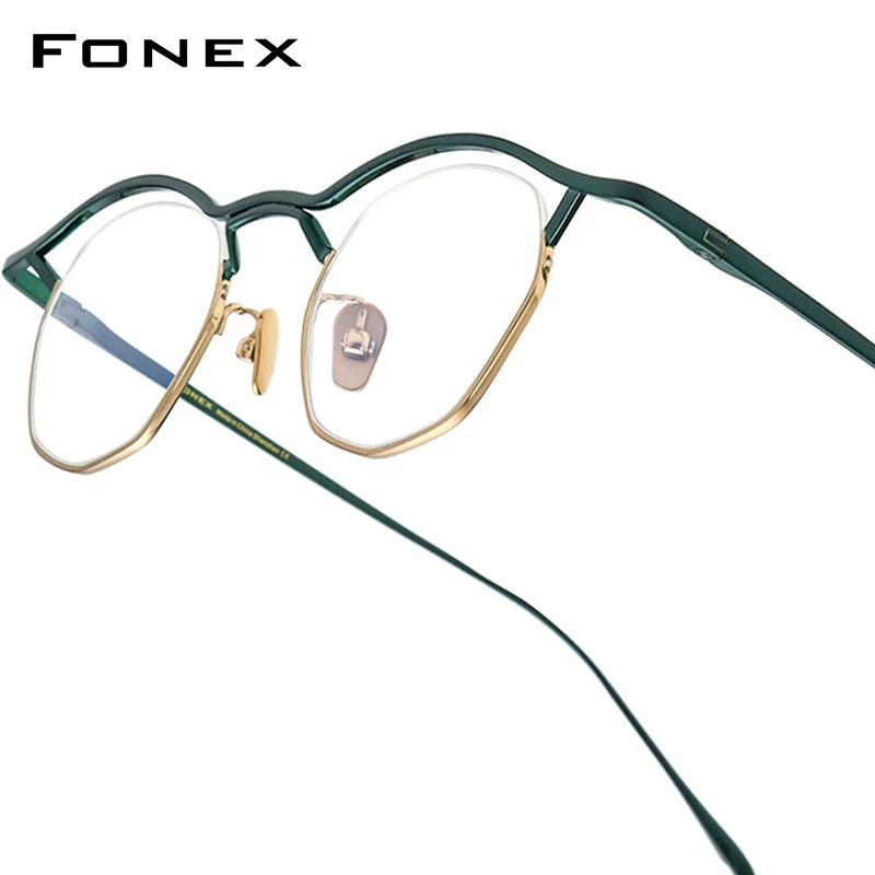 

FONEX Titanium Glasses Frame Men New Brand Design Vintage Retro Round Eyeglasses Women Japanese Ultralight-Weight Eyewear MF002