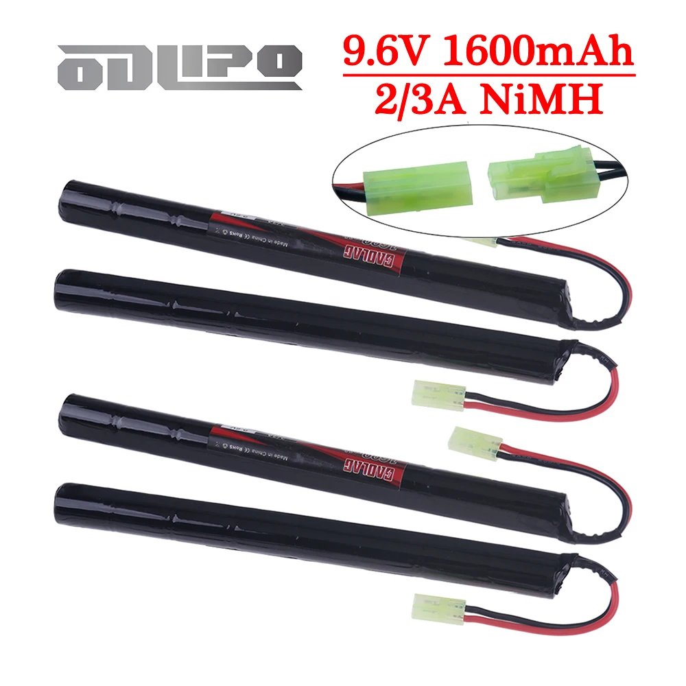 NiMH 2/3A 9,6 В 1600 мАч Аккумулятор для пистолетов для страйкбола с мини-разъемом Tamiya для AK47, MP5K, RPK, PKM, G36C, MC51