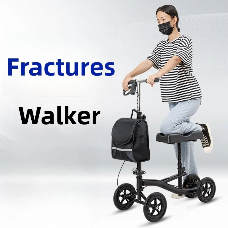 

Knee Walker for Broken Leg, Adjustable Height Mobility Scooter, Medical Steel Crutches with Wheels, Rehab Rollator with Brakes‌