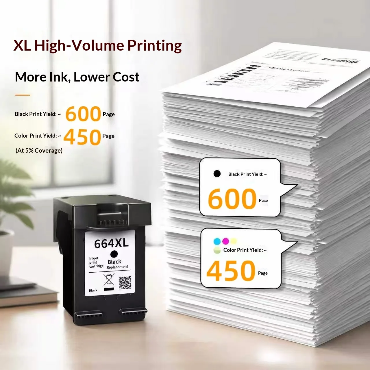 Compatible with Hp 664 Ink Cartridges for Models 2675, 2676, 2677, Deskjet 2678, 1115, 2135, And 2135; 664xl Ink Cartridge