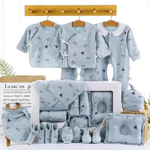 18/22 Pieces Newborn Clothes Baby Gift Pure Cotton Baby Set 0-3 Months Autumn And Winter Kids Clothes Suit Unisex Without Box