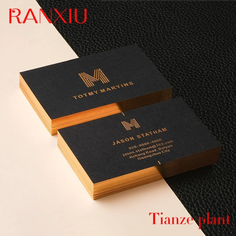 

Custom high grade black custom gold foil debossed luxury business card printing