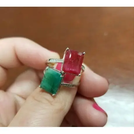 Fre Sle  Square Simple Ring Direct Supply from Home Alloy Embedded Artificial Gem Ring Faionable Accory